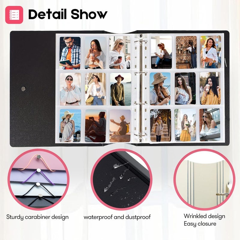Tugle A4 Kpop Photocard Binder with 25 Pages 9 Pocket, 2x3 inch Kpop Photocard Holder Book, Photo Album for Fujifilm Instax Mini Camera Polaroid Printer Photo Film (White) - Image 3